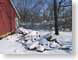 EKbarnstones.jpg buildings snow white Landscapes - Rural red barn